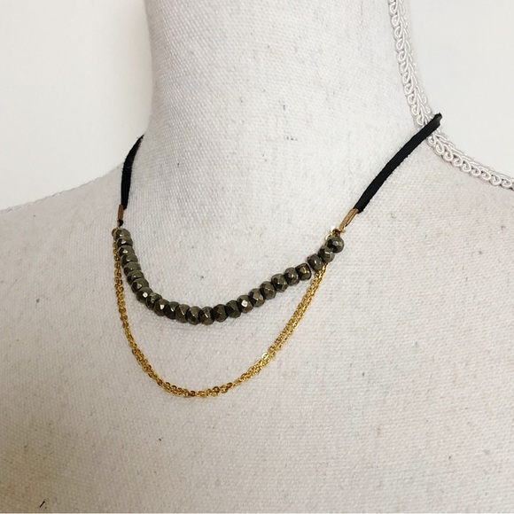 BRANDED Double Strand Necklace with Gold Tone Chain - Picture 2 of 14